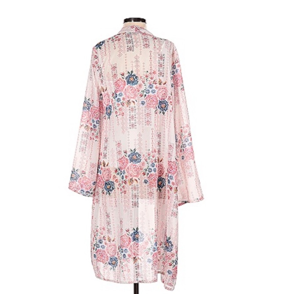 Jorja white floral kimono duster size S